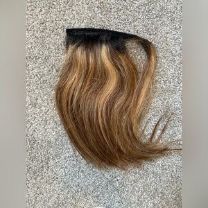 HAIRDO Human Hair Ponytail   Extensions Wrap Arnd KEN PAVES Brunette Black Roots